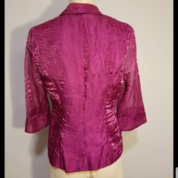 ALEX EVENINGS BLOUSE FUCHSIA HOT PINK TOP COCKTAIL WEDDING MOTHER OF THE BRIDE - Picture 6 of 7